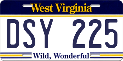 WV license plate DSY225