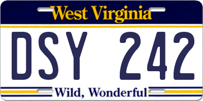 WV license plate DSY242