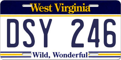 WV license plate DSY246