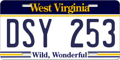 WV license plate DSY253