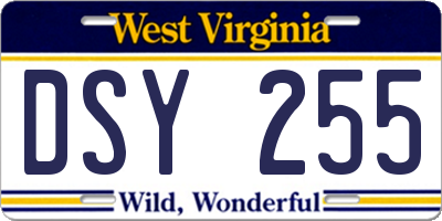WV license plate DSY255