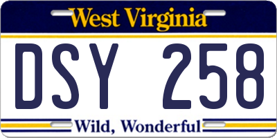 WV license plate DSY258