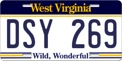 WV license plate DSY269
