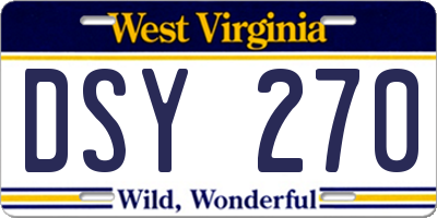WV license plate DSY270