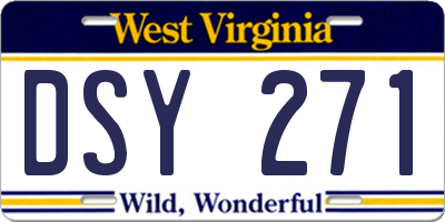 WV license plate DSY271