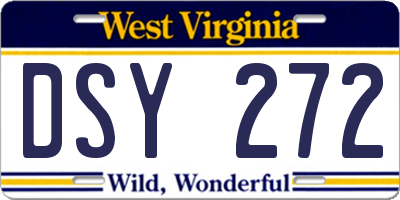 WV license plate DSY272