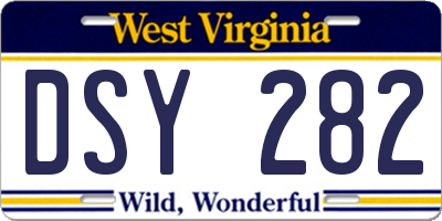 WV license plate DSY282