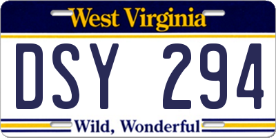 WV license plate DSY294