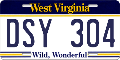 WV license plate DSY304