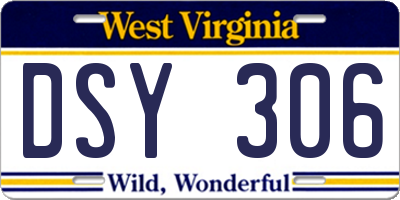 WV license plate DSY306