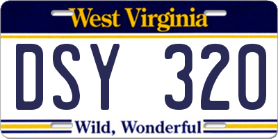WV license plate DSY320
