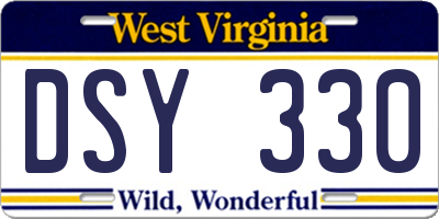 WV license plate DSY330