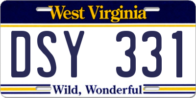 WV license plate DSY331