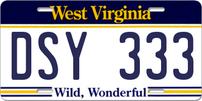 WV license plate DSY333