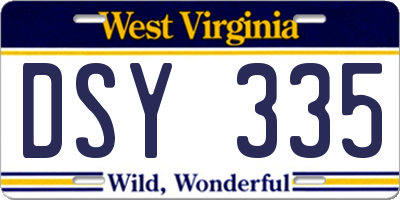 WV license plate DSY335