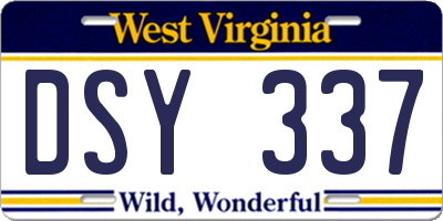 WV license plate DSY337