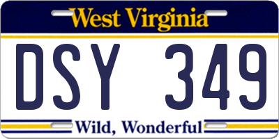 WV license plate DSY349