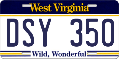 WV license plate DSY350