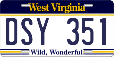WV license plate DSY351