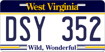 WV license plate DSY352