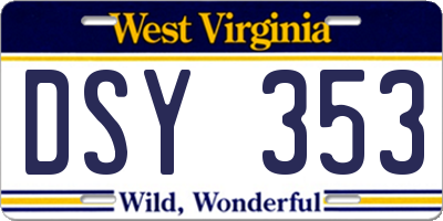 WV license plate DSY353