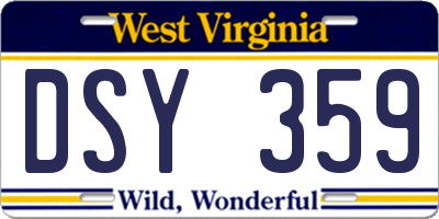 WV license plate DSY359