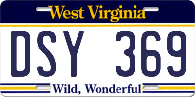 WV license plate DSY369