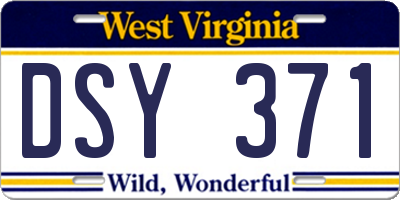 WV license plate DSY371