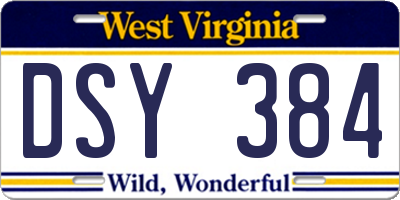 WV license plate DSY384