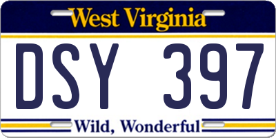 WV license plate DSY397