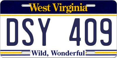 WV license plate DSY409