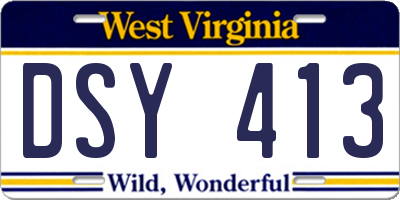 WV license plate DSY413