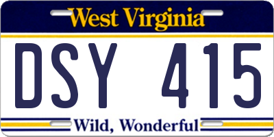 WV license plate DSY415