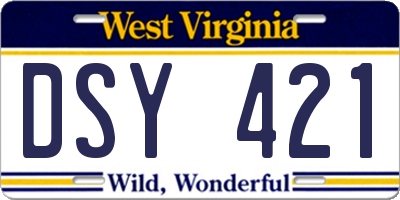 WV license plate DSY421