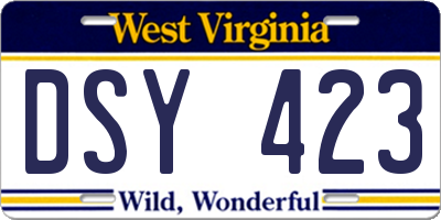WV license plate DSY423