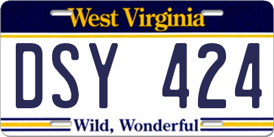 WV license plate DSY424