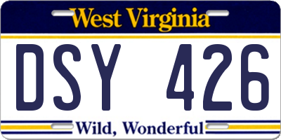 WV license plate DSY426