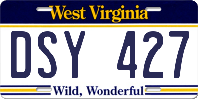 WV license plate DSY427