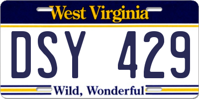 WV license plate DSY429
