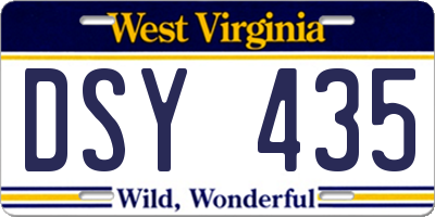 WV license plate DSY435