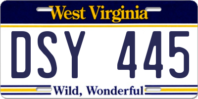 WV license plate DSY445