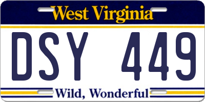 WV license plate DSY449