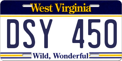 WV license plate DSY450