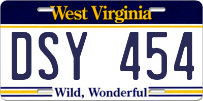 WV license plate DSY454