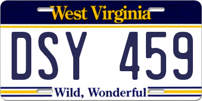 WV license plate DSY459