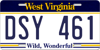 WV license plate DSY461