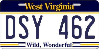 WV license plate DSY462