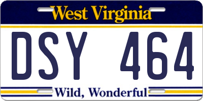 WV license plate DSY464