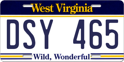 WV license plate DSY465