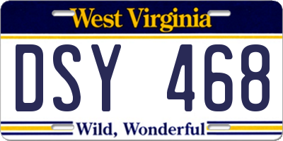 WV license plate DSY468